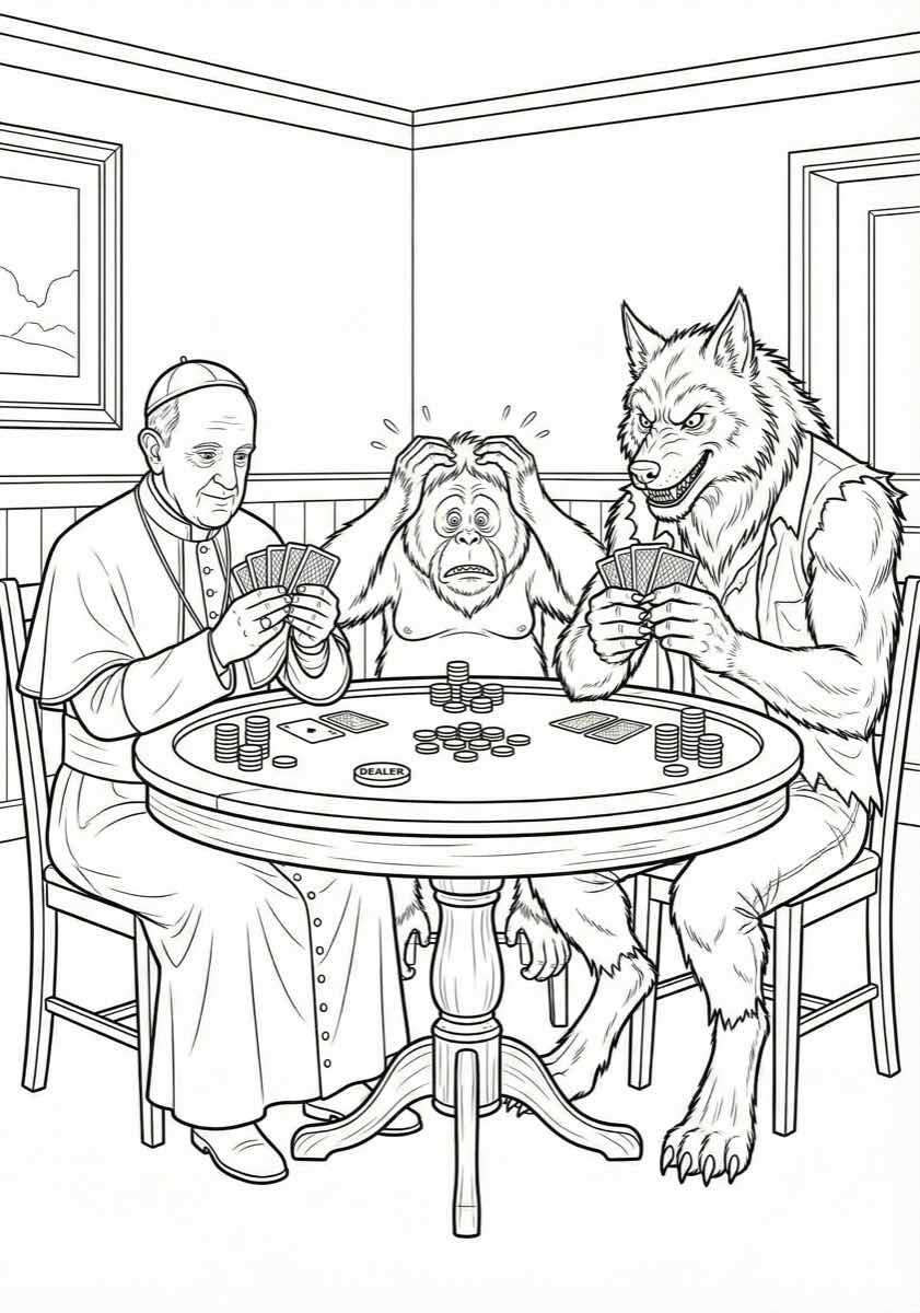 Pope, Orangutan, and Werewolf Poker Game