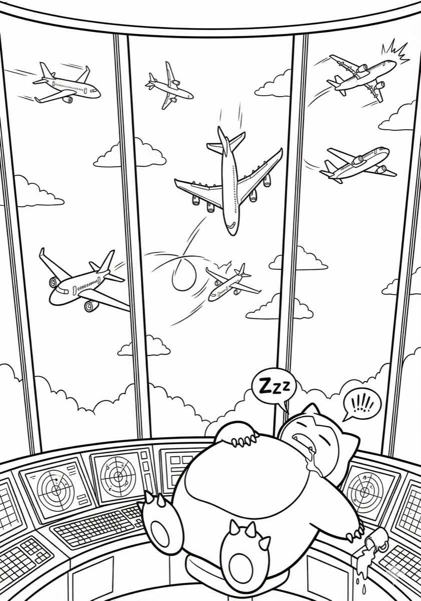 Snorlax Sleeping at Air Traffic Control